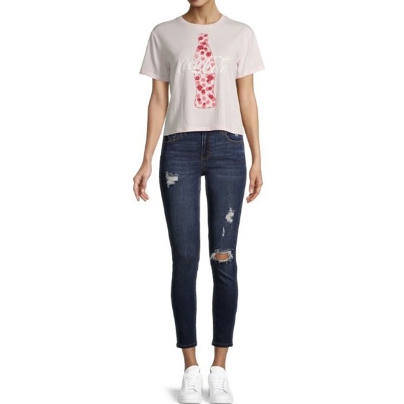 Coca-Cola XXL Junior's graphic Skimmer Tee t-shirt Top Embroidery floral design - Picture 6 of 6